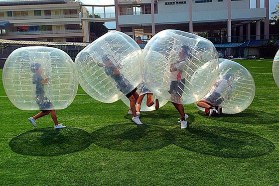 Porcellana Pallone da calcio gonfiabile della bolla di colore trasparente, diametro palla umana della bolla da 1,5 m. fornitore